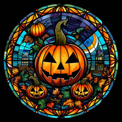 pumpkin stain glass clip art