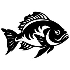 silhouette fish on a white background, vector illustration