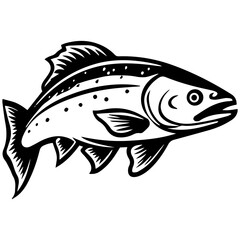 silhouette fish on a white background, vector illustration