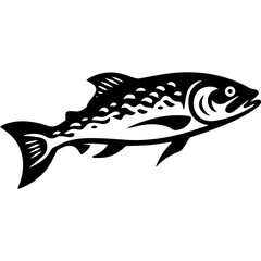 silhouette fish on a white background, vector illustration