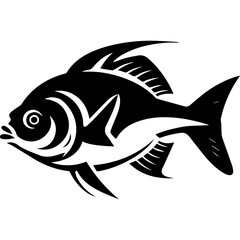 silhouette fish on a white background, vector illustration
