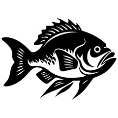 silhouette fish on a white background, vector illustration