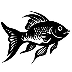 silhouette fish on a white background, vector illustration