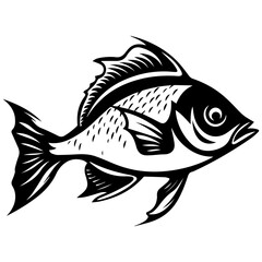 silhouette fish on a white background, vector illustration