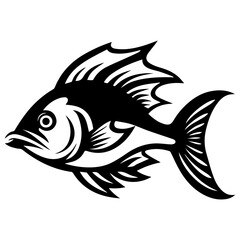 silhouette fish on a white background, vector illustration