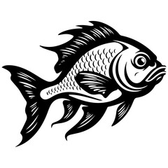 Fototapeta premium silhouette fish on a white background, vector illustration