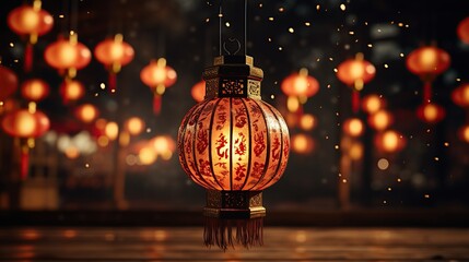 Mid autumn festival paper art style with full moon, moon cake, chinese lantern and rabbits - obrazy, fototapety, plakaty