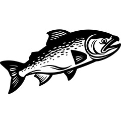 silhouette fish on a white background, vector illustration