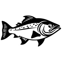 silhouette fish on a white background, vector illustration