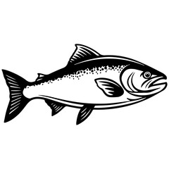 silhouette fish on a white background, vector illustration
