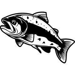 silhouette fish on a white background, vector illustration