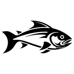 silhouette fish on a white background, vector illustration