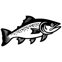 silhouette fish on a white background, vector illustration