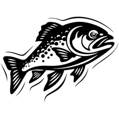 silhouette fish on a white background, vector illustration