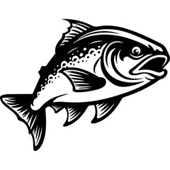 silhouette fish on a white background, vector illustration