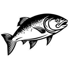 silhouette fish on a white background, vector illustration