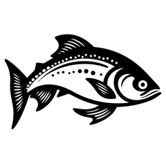 silhouette fish on a white background, vector illustration