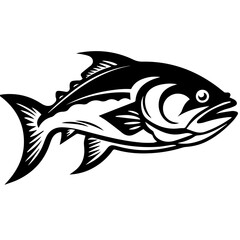 silhouette fish on a white background, vector illustration