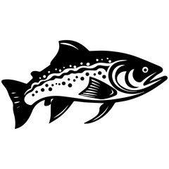 silhouette fish on a white background, vector illustration