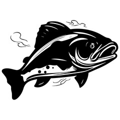 silhouette fish on a white background, vector illustration