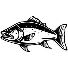 silhouette fish on a white background, vector illustration