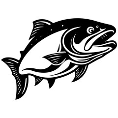 silhouette fish on a white background, vector illustration