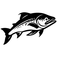 silhouette fish on a white background, vector illustration