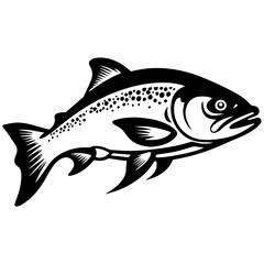 silhouette fish on a white background, vector illustration