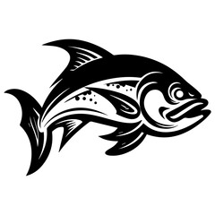 silhouette fish on a white background, vector illustration