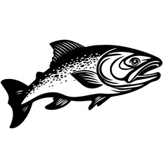 Fototapeta premium silhouette fish on a white background, vector illustration
