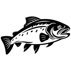 silhouette fish on a white background, vector illustration