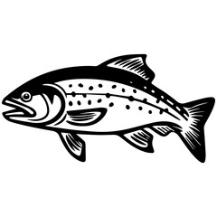silhouette fish on a white background, vector illustration