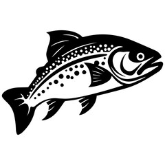 silhouette fish on a white background, vector illustration