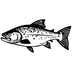 silhouette fish on a white background, vector illustration