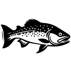 silhouette fish on a white background, vector illustration