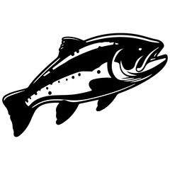 silhouette fish on a white background, vector illustration