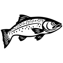 silhouette fish on a white background, vector illustration