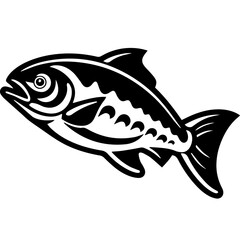 silhouette fish on a white background, vector illustration
