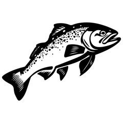 silhouette fish on a white background, vector illustration