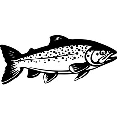 silhouette fish on a white background, vector illustration