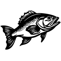 silhouette fish on a white background, vector illustration