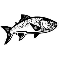 silhouette fish on a white background, vector illustration