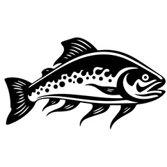 silhouette fish on a white background, vector illustration