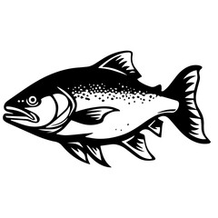 silhouette fish on a white background, vector illustration