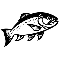 silhouette fish on a white background, vector illustration