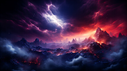 Fototapeta premium Space scene with stars, planets and asteroids in the galaxy. Panorama. Abstract Universe filled with stars, planets, asteroids, nebula and galaxy. Generative AI technology.