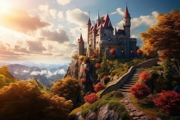 Old fairytale castle on the hill