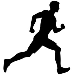 Silhouette of a running man or jogger or sprinter
