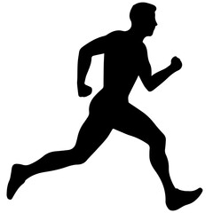 Silhouette of a running man or jogger or sprinter