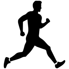 Silhouette of a running man or jogger or sprinter